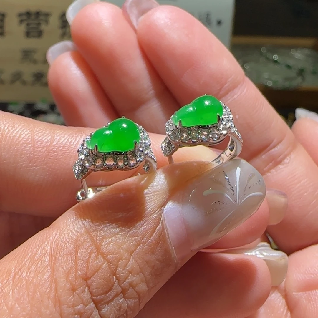 【闪购商品】翡翠耳饰18K金镶嵌缅甸