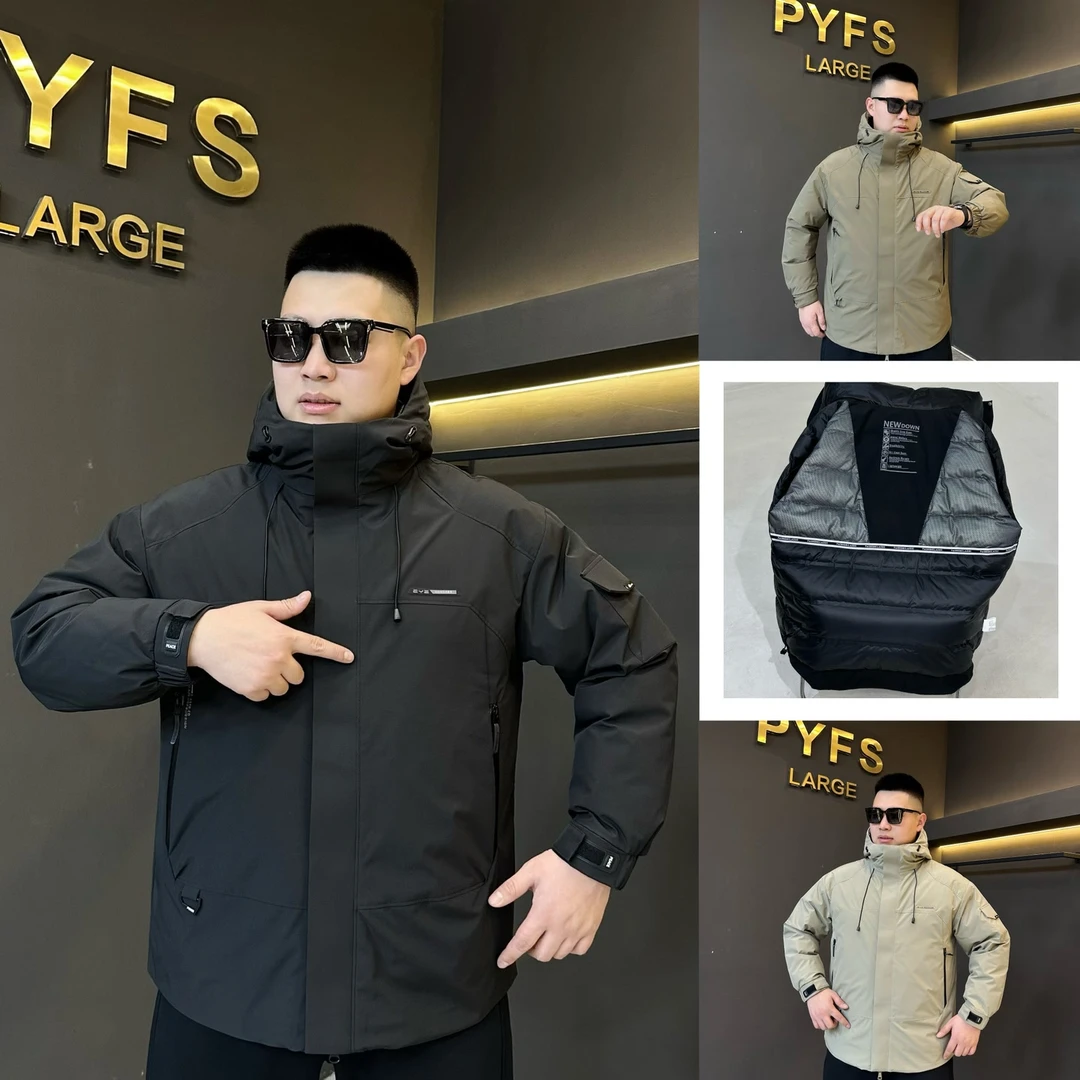 【羽绒服】 胖语大码男装2025冬季百搭休闲冲锋衣连帽羽绒服88157#S