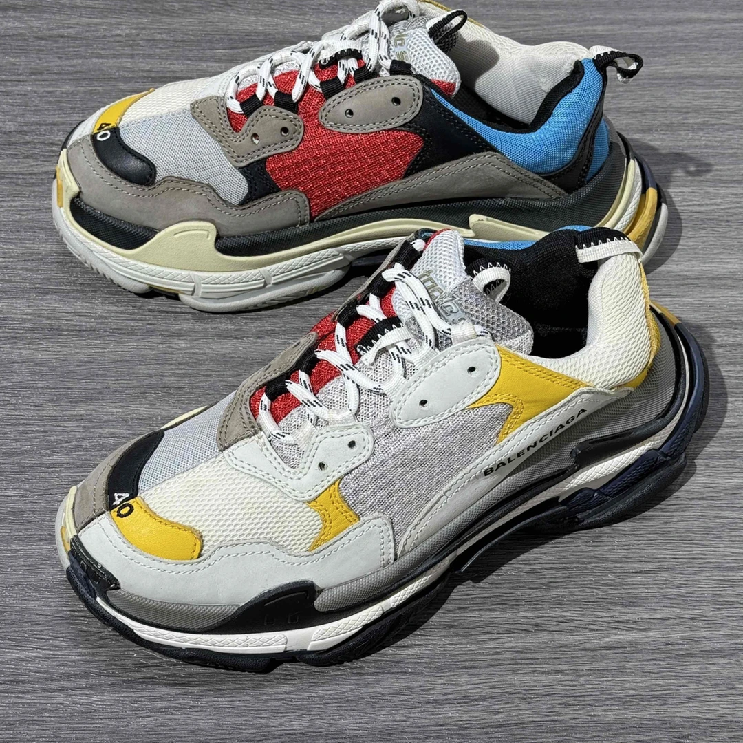 90新 Balenciaga/巴黎世家 40码 Triple S拼接白黄 老爹鞋