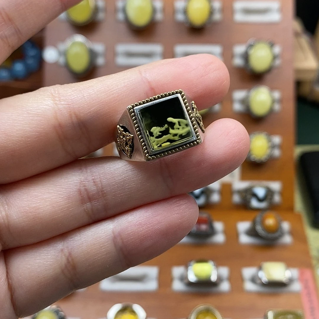 琥珀戒指未镶嵌琥珀