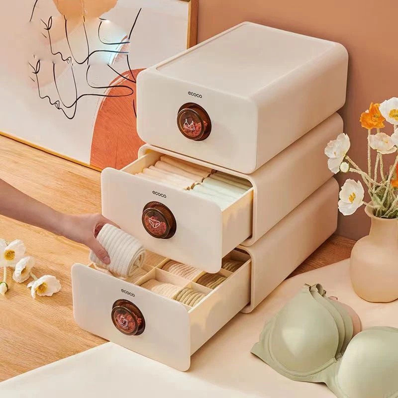 内衣内裤袜子收纳盒箱神器家用简约抽屉式分格整理可置放衣橱柜