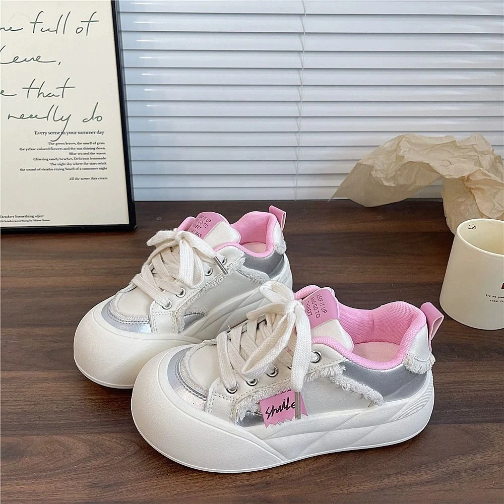 原创小众小白鞋女2025春季新款小众大头板鞋厚底学生丑萌面包鞋子