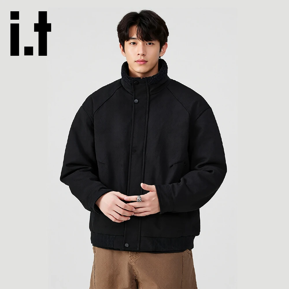 it:CHOCOOLATE个性潮牌皮夹克2025冬季新款加绒加厚立领保暖外套