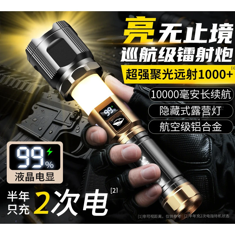 新款激光手电筒强光家用充电超亮远射户外小型便携超长续航大容量