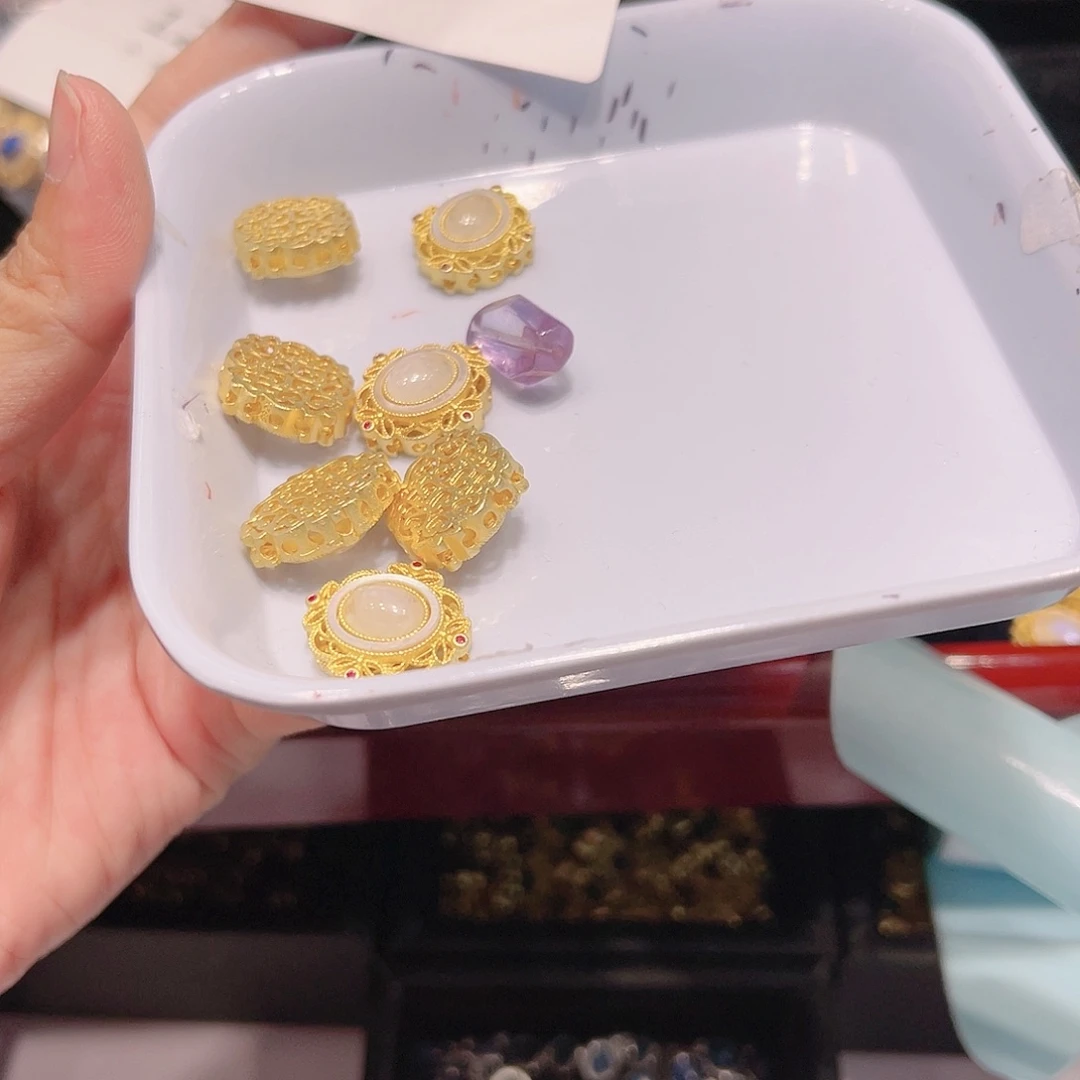 紫晶珠宝半成品银S925镀金镶嵌122