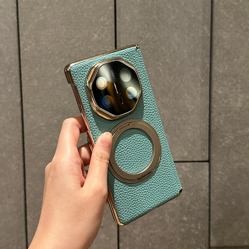 适用华为MateX7新款手机壳x6双中轴X5蒂芙尼蓝真皮支架防摔保护套