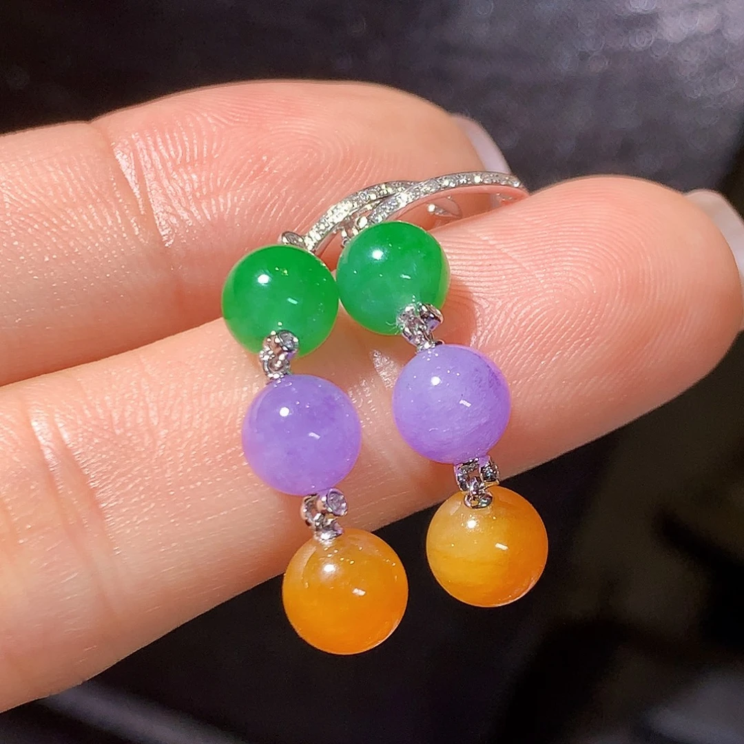 翡翠18K金镶嵌耳饰