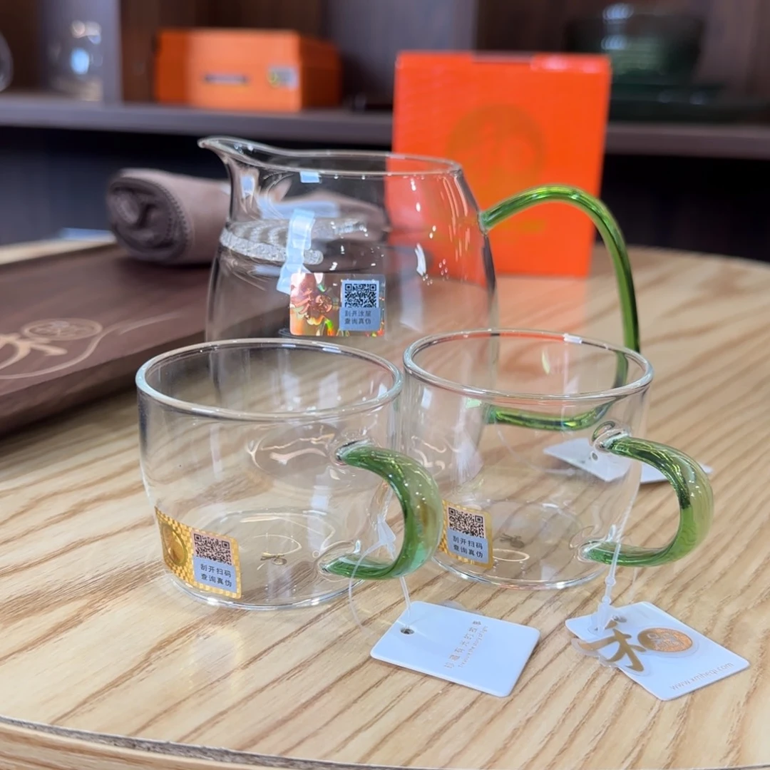 小*禾器泰然公道杯+对杯。 湖绿色