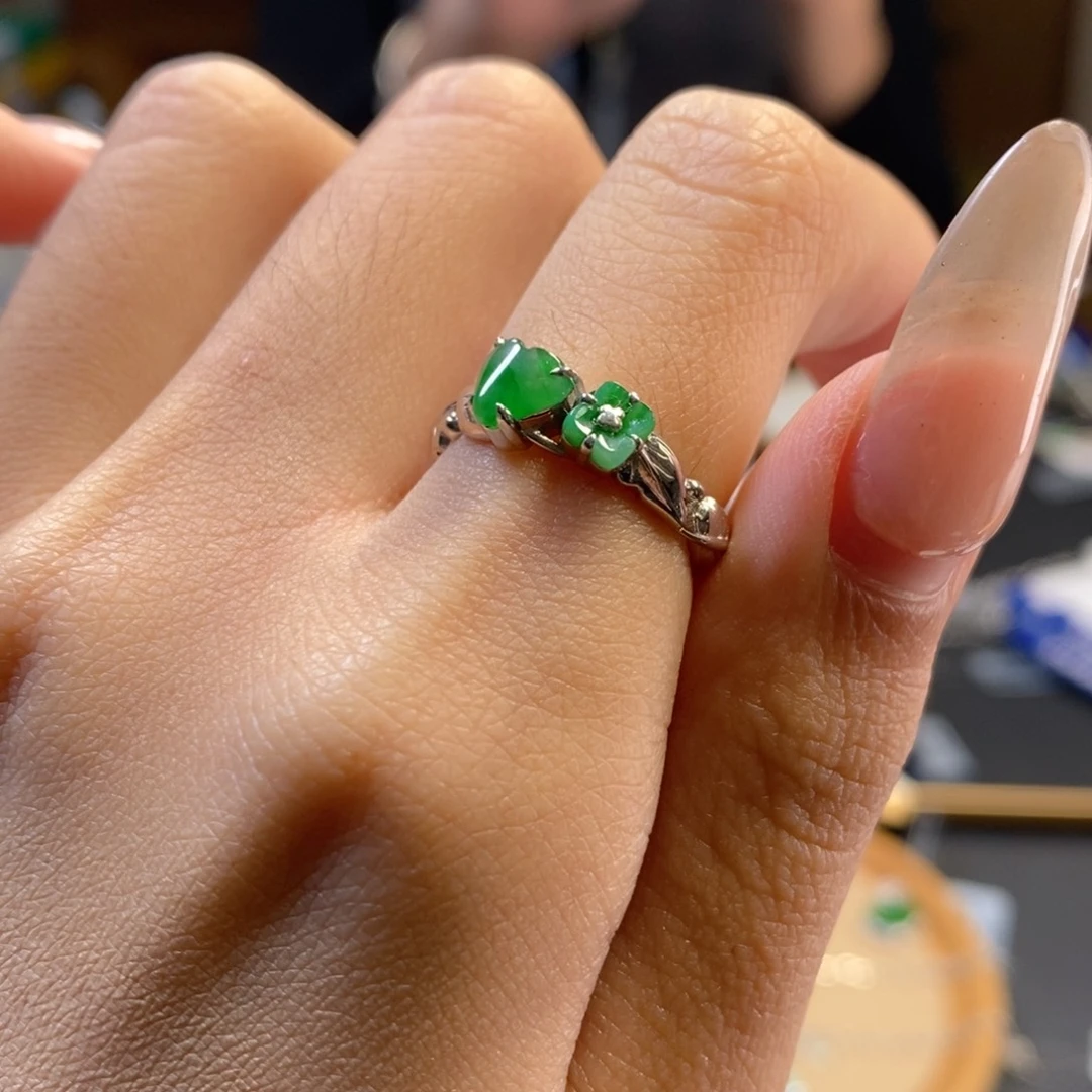 翡翠银S925镶嵌戒指14718