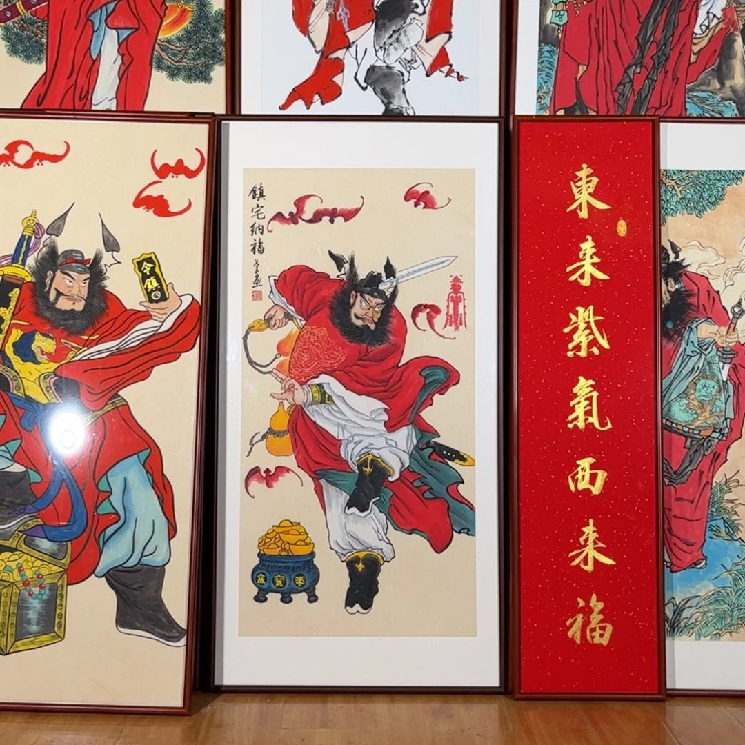 素***歌国画五福临门手绘作品