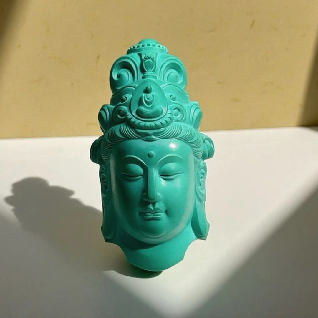 湖北天然原矿精品绿松石观音头挂件