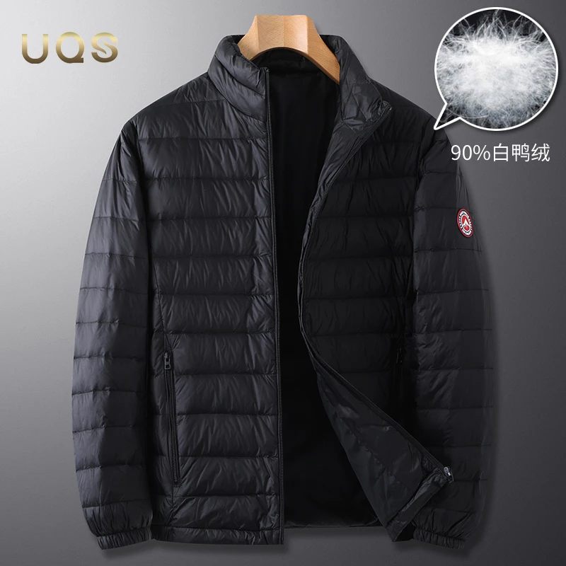 大码男士冬季新款轻薄羽绒服立领宽松舒适简约百搭保暖白鸭绒上衣