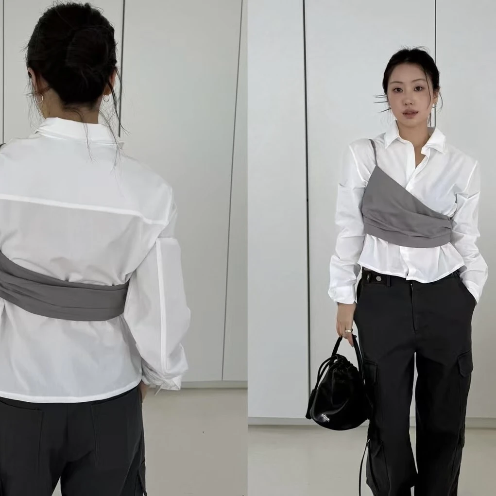 秋季洋气纯色百搭长袖衬衫女