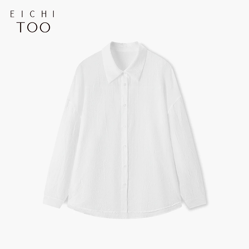 A爱居兔夏季新款轻薄舒适肌理感简约长袖衬衫ENEAJ2P009A