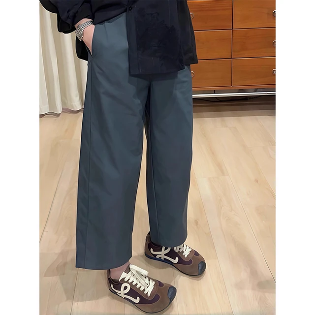 大尺码韩系简约直筒宽裤女夏季胖MM宽松显瘦百搭休闲 裤遮肉九分