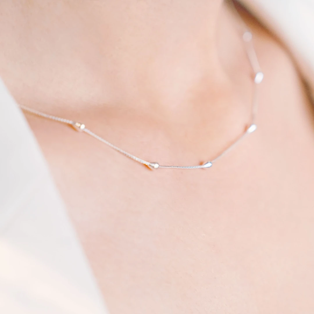 999足银水滴银链/手工打银/女生礼品/女生配饰