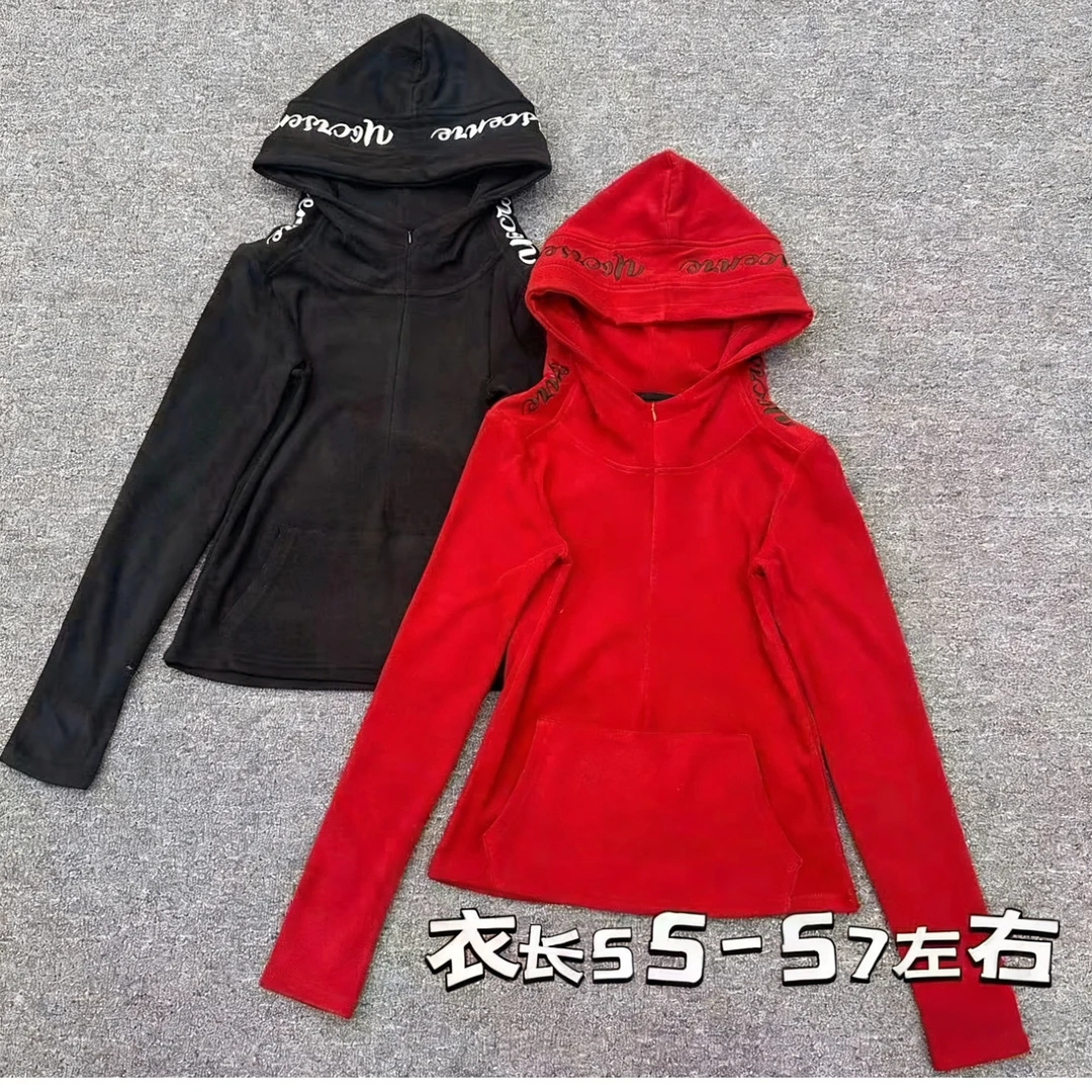 潮流字母刺绣帽连帽卫衣绒衫洋气时尚显瘦套头女款美式卫衣