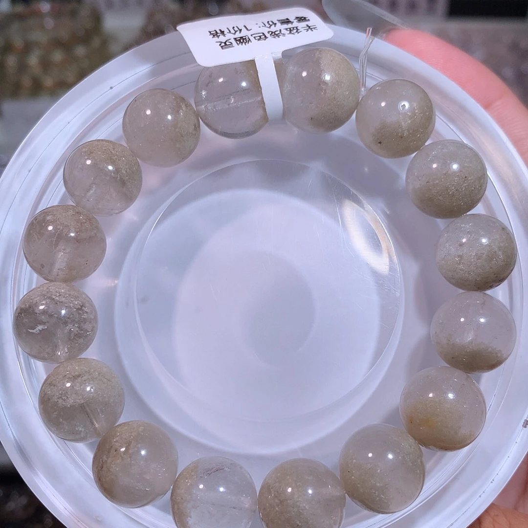 未镶嵌手串水晶半盆浅色幽灵 13mm