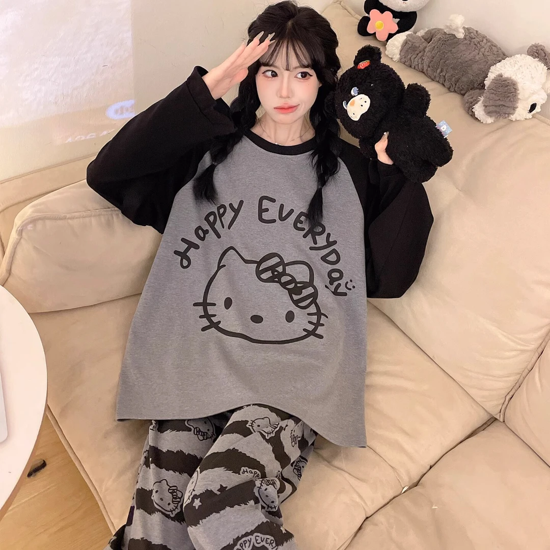 特大码睡衣女春秋季纯棉卡通胖mm女款200斤秋冬学生可外穿家居服