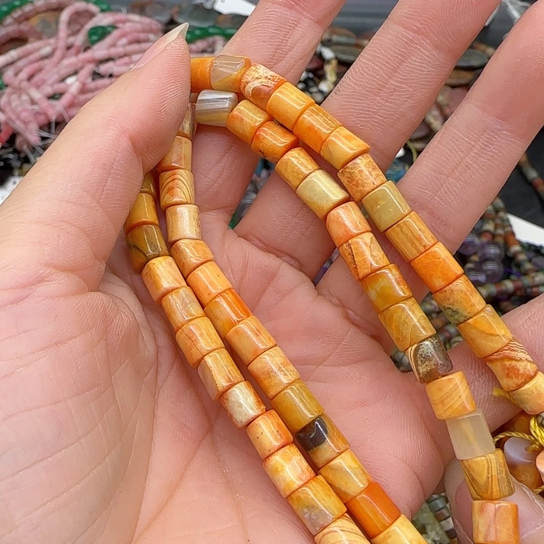 合金玛瑙/玉髓珠宝半成品奶皮玛瑙6mm一条