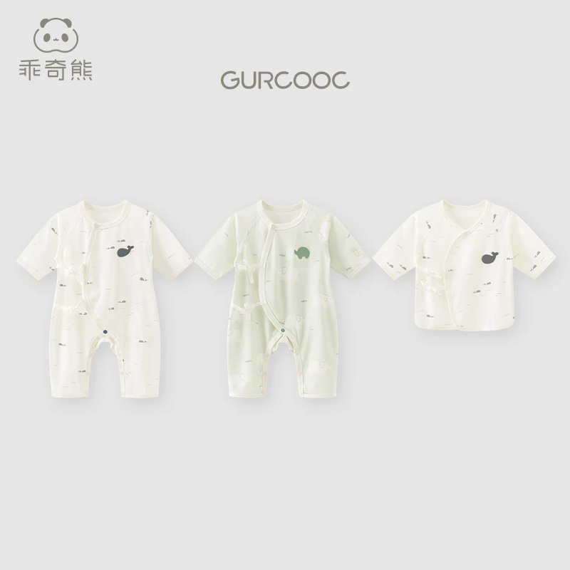 宝宝纯棉连体衣春秋季七分袖睡衣婴儿哈衣无骨新生儿和尚服