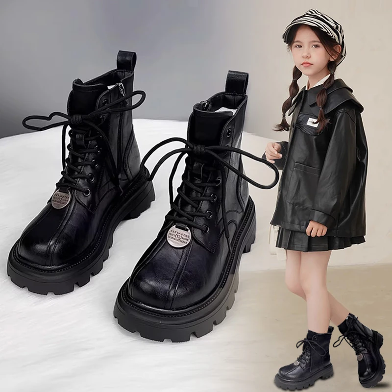 女童马丁靴2025年新款秋冬儿童时尚小女孩洋气短靴中大童加绒靴子