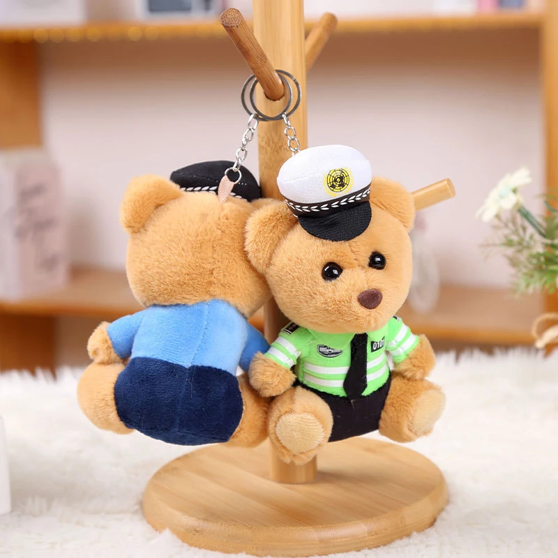 警察小熊挂件交警泰迪熊可爱毛绒钥匙扣包包挂饰潮玩公仔网红玩偶