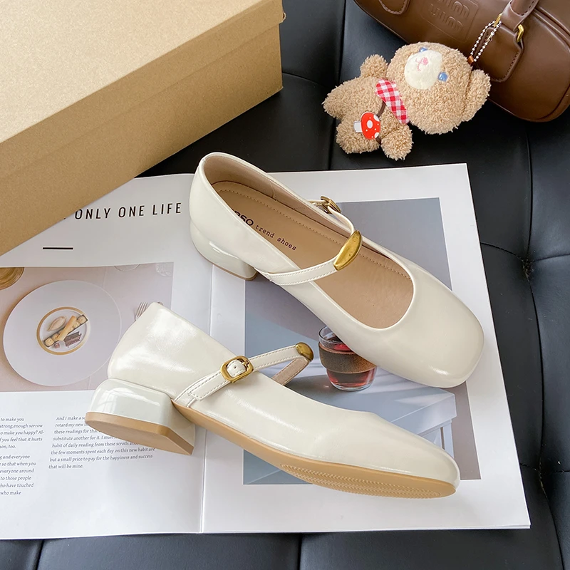 【品牌】法式浅口女鞋2025新款玛丽珍鞋女中跟单鞋法式958