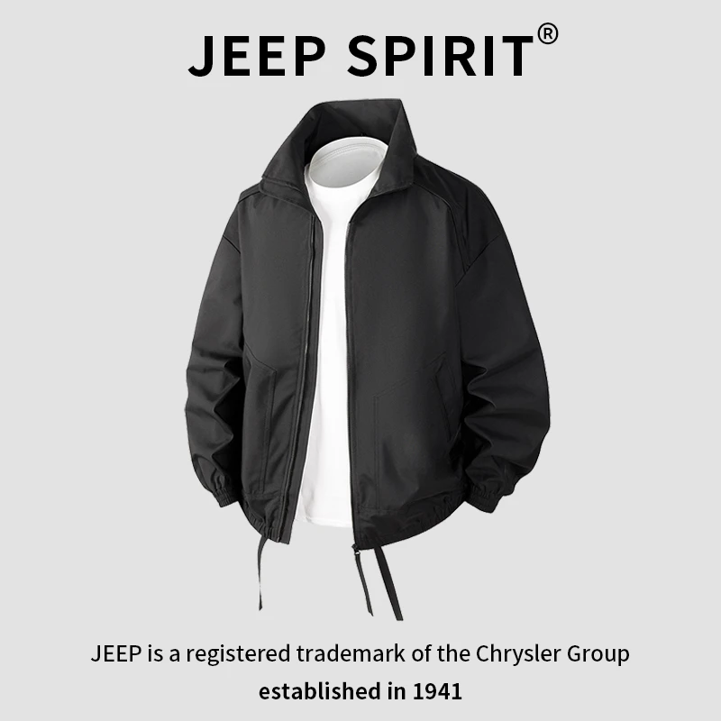 JEEPSPIRIT吉普春秋季男士夹克宽松百搭休闲潮流立领美式时尚外套