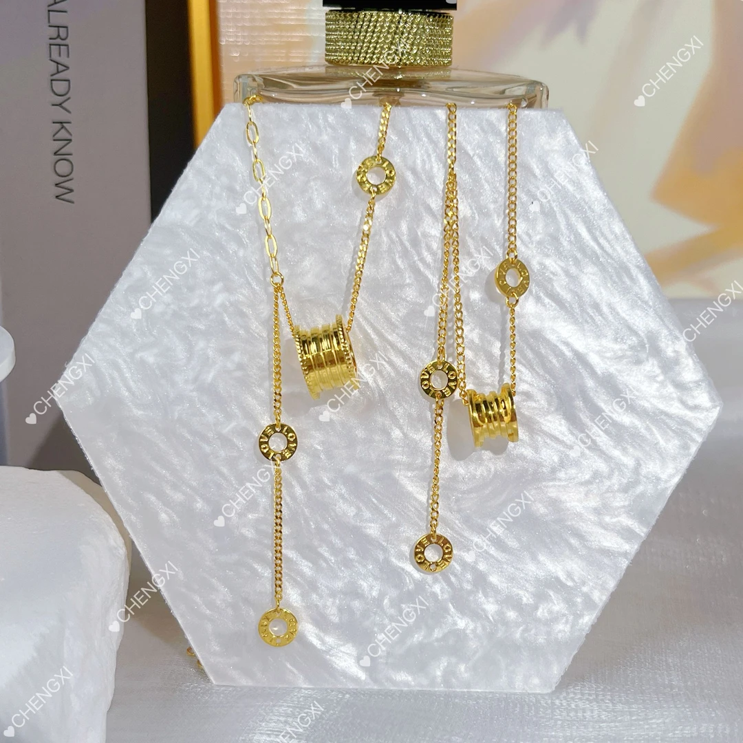 坠链均足银 足银镀金【盈满路路通套链】轻奢时尚亮面大小蛮腰精致