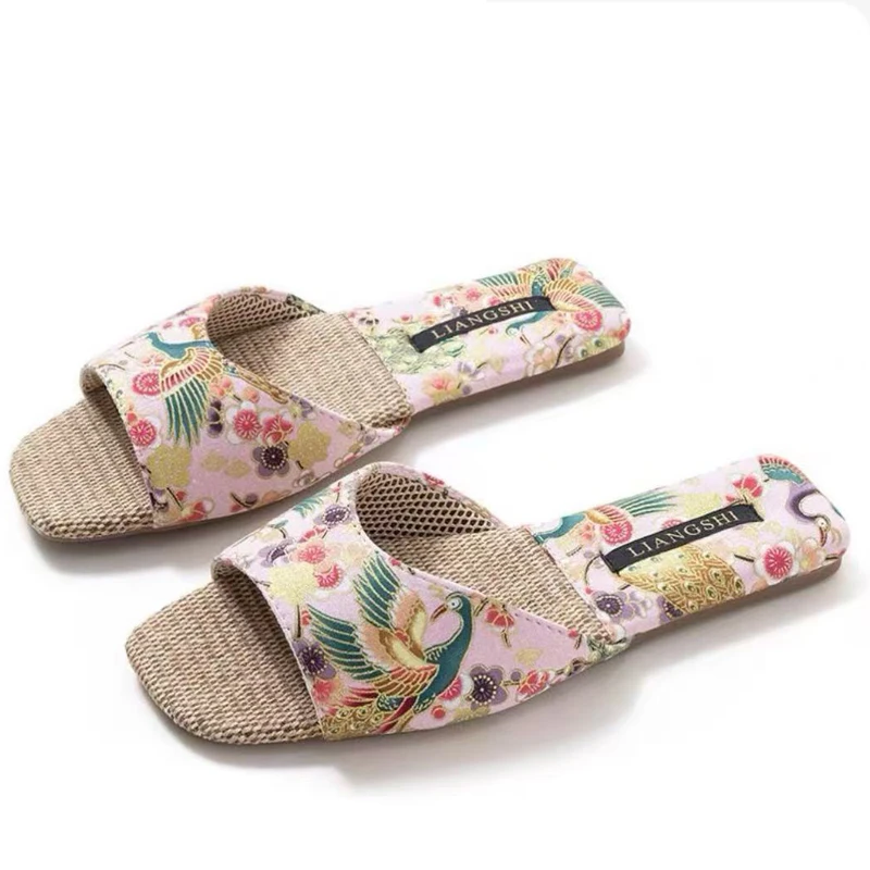 2025春夏居家防滑新中式国风开口女士拖鞋tx004