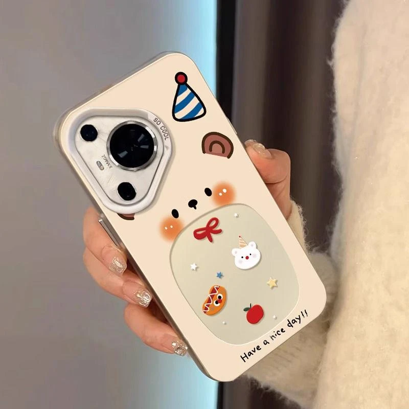 BANCA可爱镂空小熊适用iphone16元气手机壳华为vivo小米15oppo套