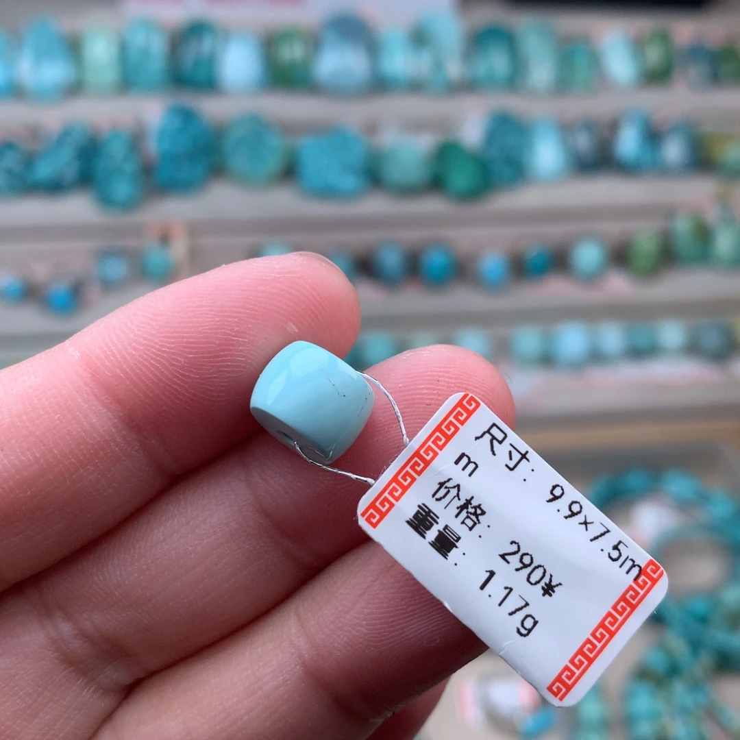 绿松石未镶嵌珠宝奇石鼓珠29号