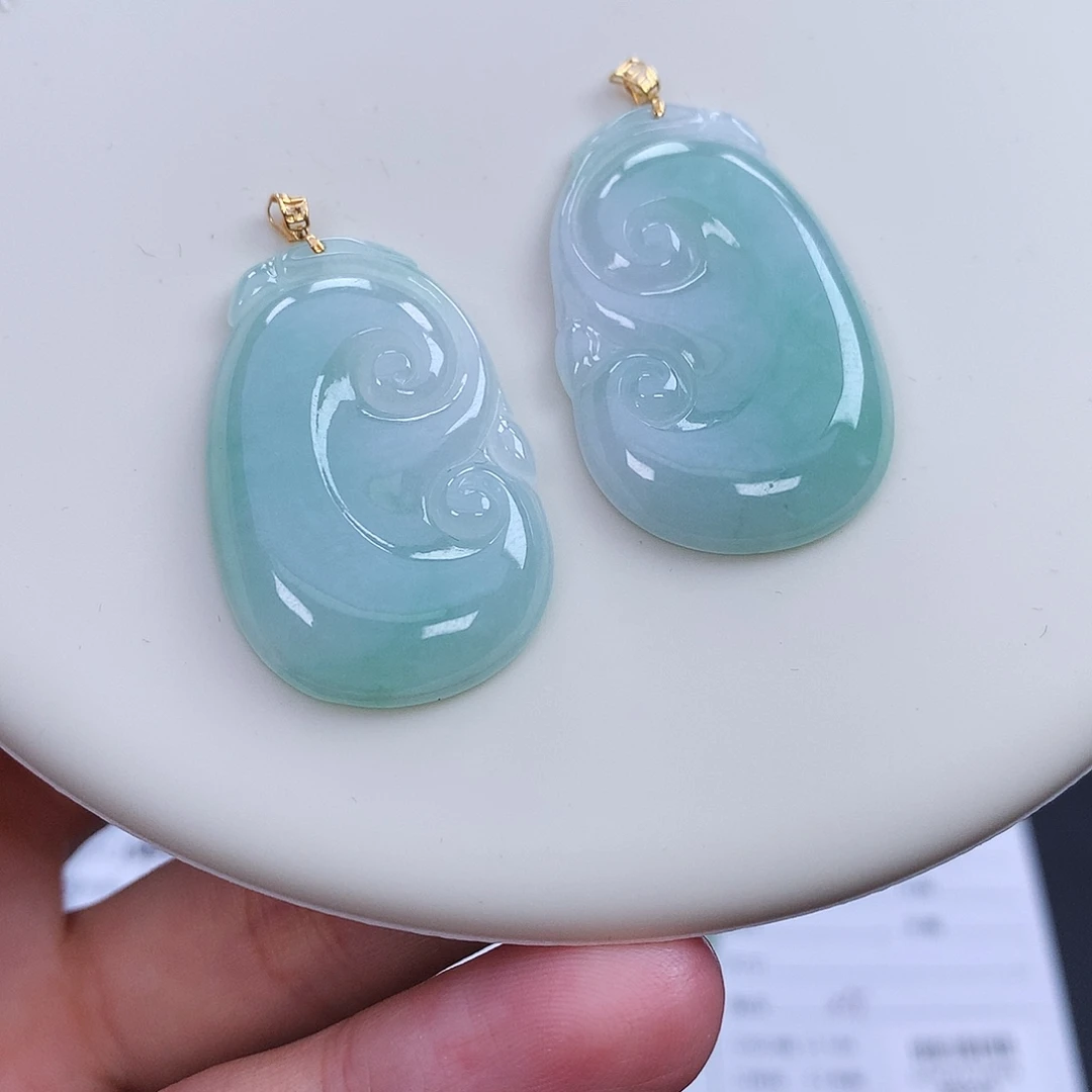 翡翠18K金镶嵌挂件48小时鉴赏期 退货不扣服务费