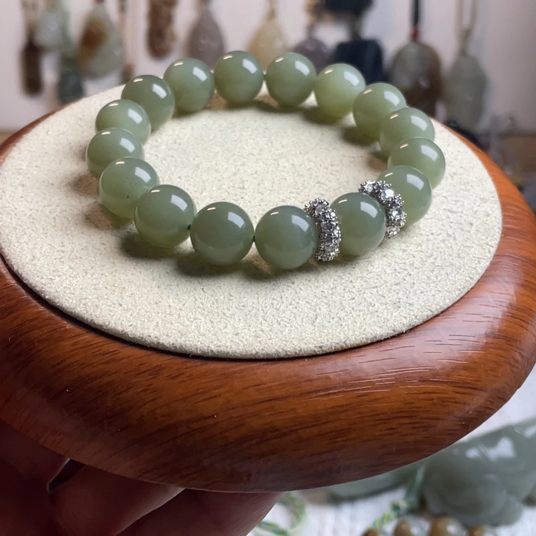 和田玉未镶嵌手链卡12且末蓝