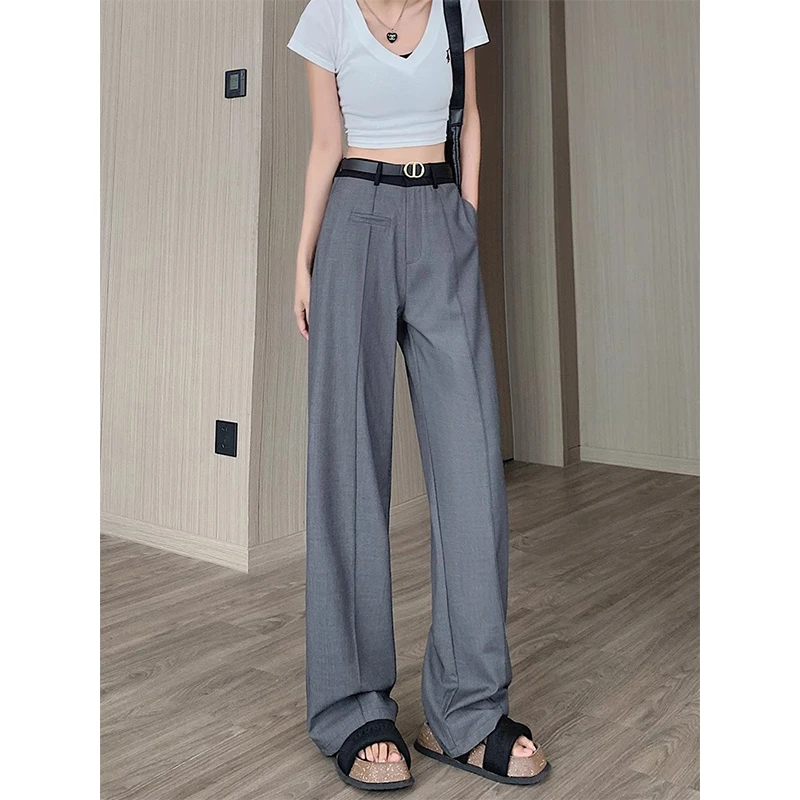 2025夏季新款宽松垂感西装裤女高腰显瘦窄版阔腿裤子MQE-K604832