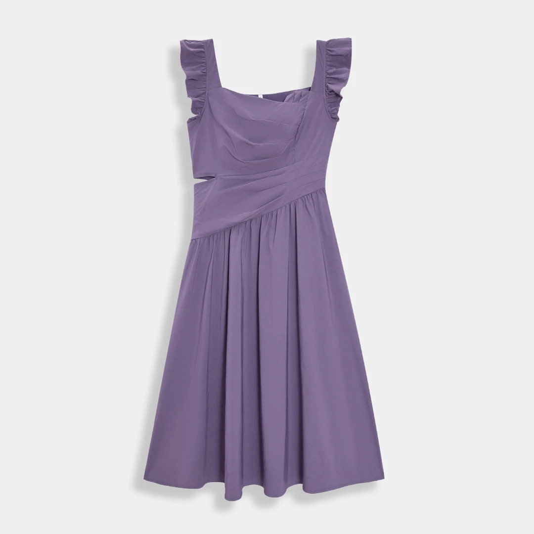 IEF/爱依服2025新款夏季飞飞袖高腰长裙高质感显瘦气质连衣裙