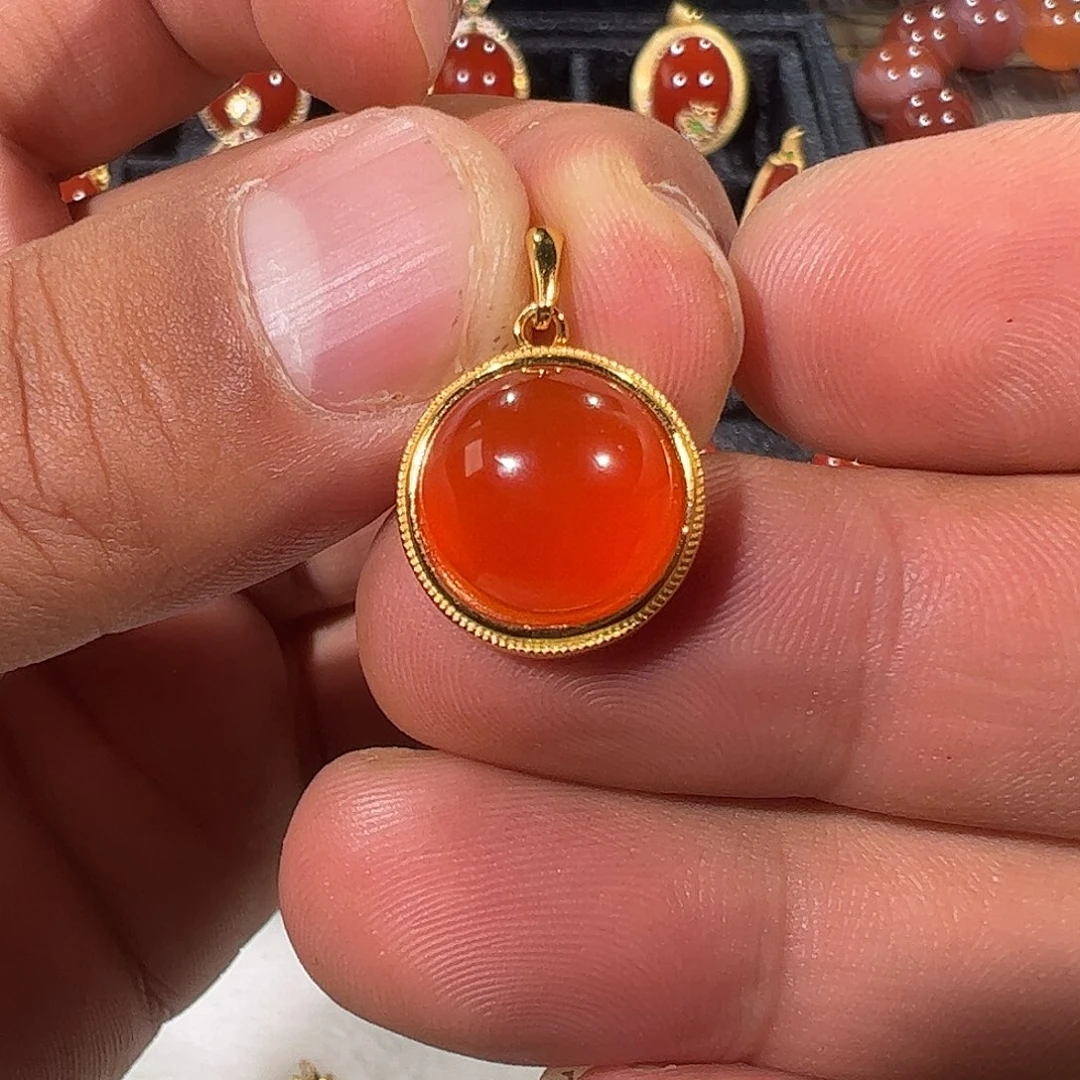 南红玛瑙银S925镶嵌颈饰