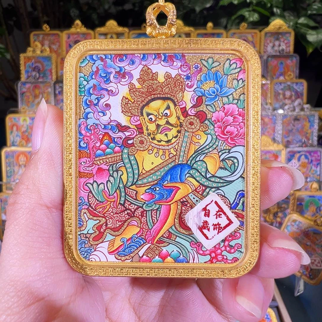 吊坠黄财热贡纯手绘唐卡