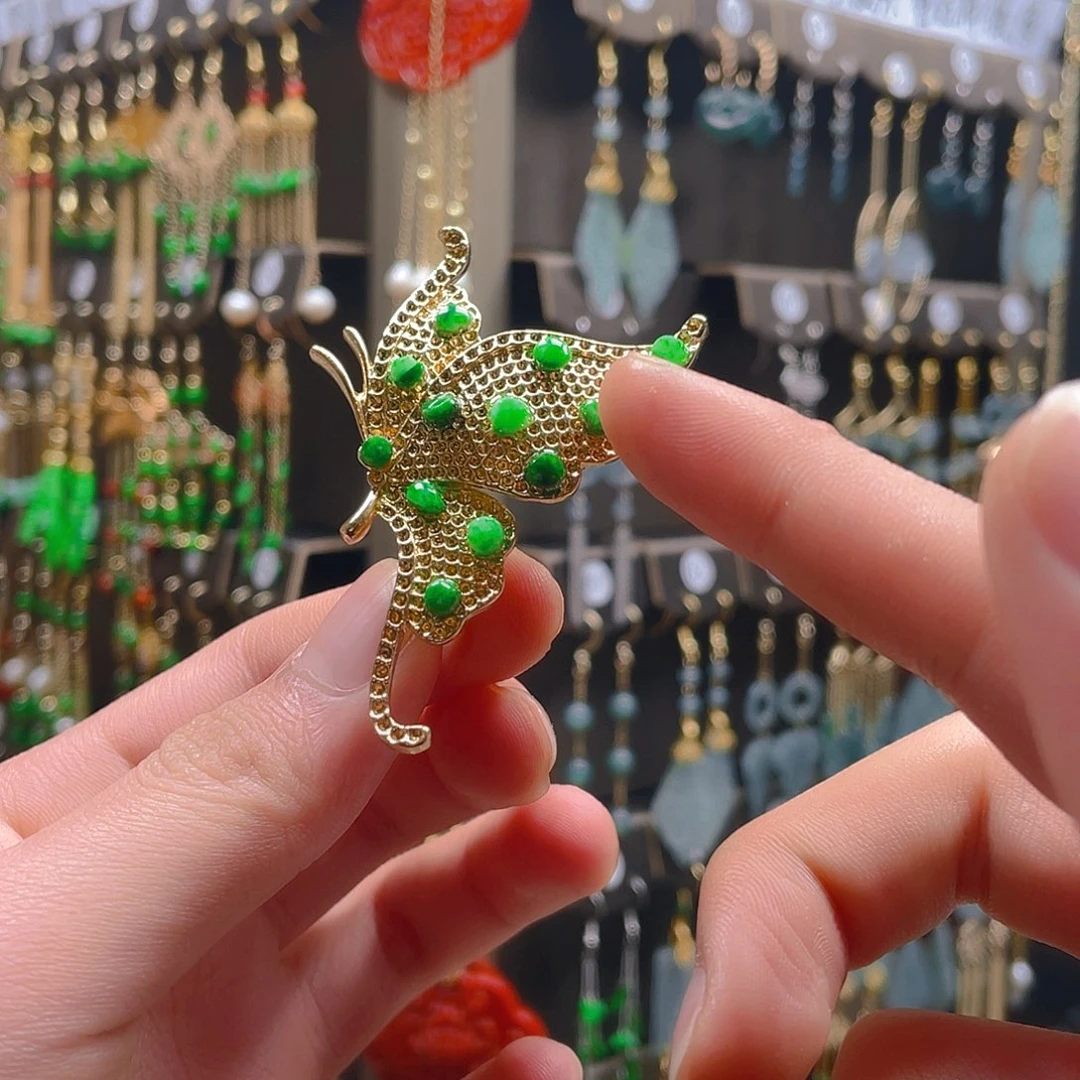 翡翠耳饰合金翡翠