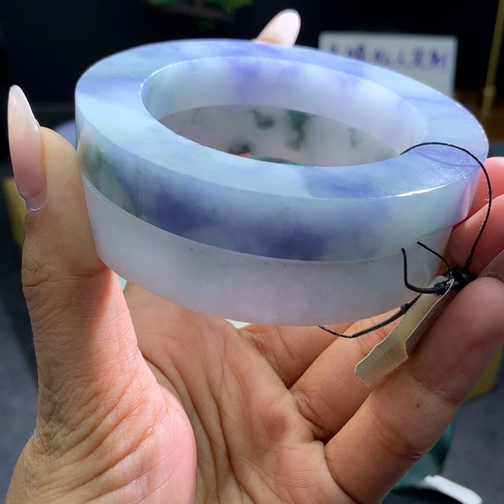 定制翡翠未镶嵌莫奈花园翡翠手镯56-63圈