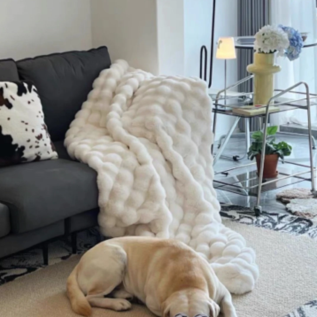 温柔风可可蛋奶白 托斯卡纳泡泡 仿兔毛飘窗沙发地毯 微瑕