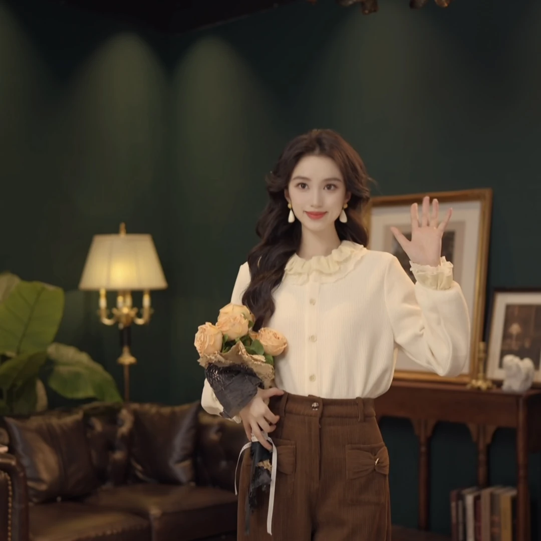 琦琦【柔光雾野】复古港风秋冬厚款休闲百搭衬衫上衣YF1103503