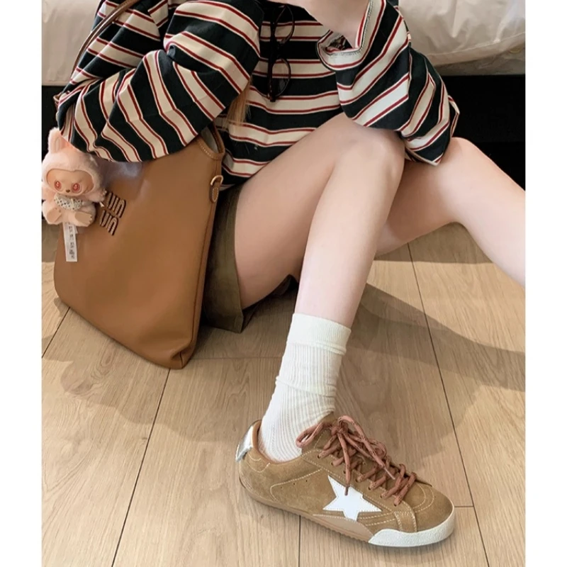 巨百搭~复古做旧星星小脏鞋女2025新款百搭内增高休闲运动德训鞋