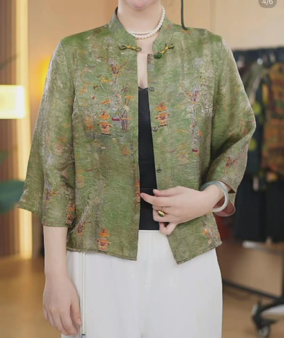 运补5【TG菊月逢秋-提花缎外套】国风新款女装外套秋季新款气质001