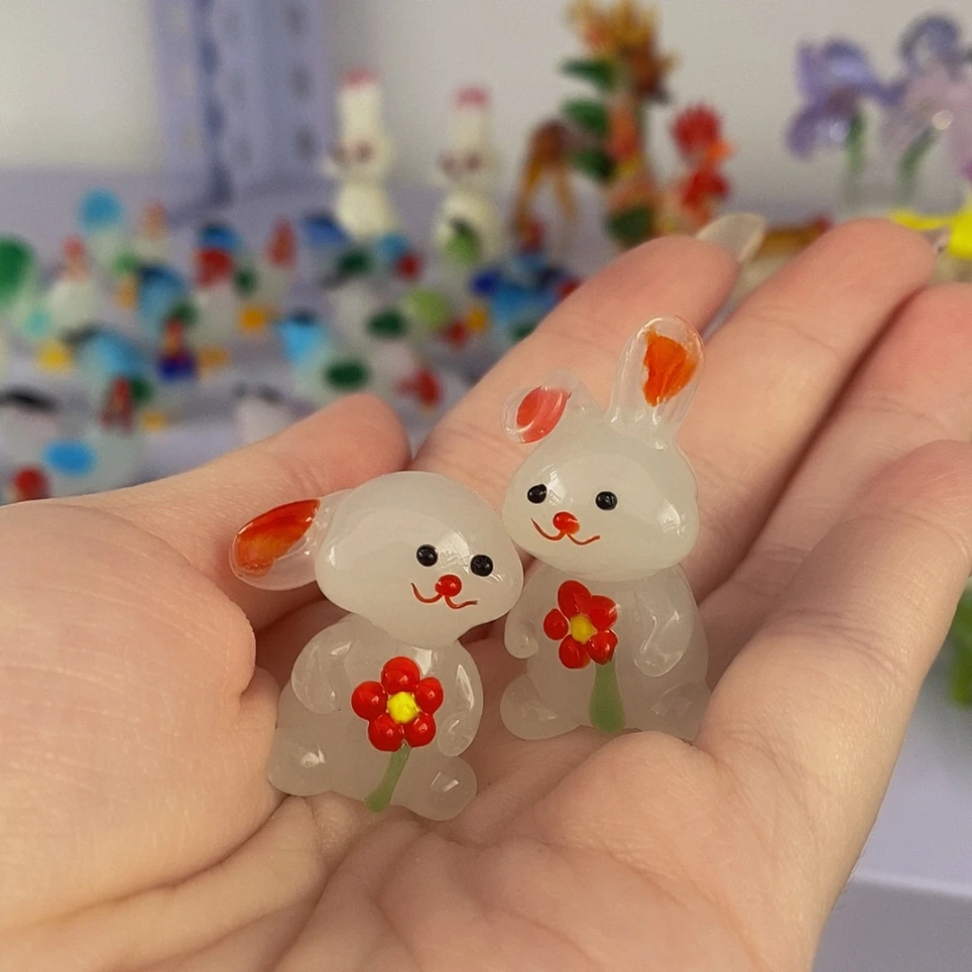 琉璃手工艺品兔子2个