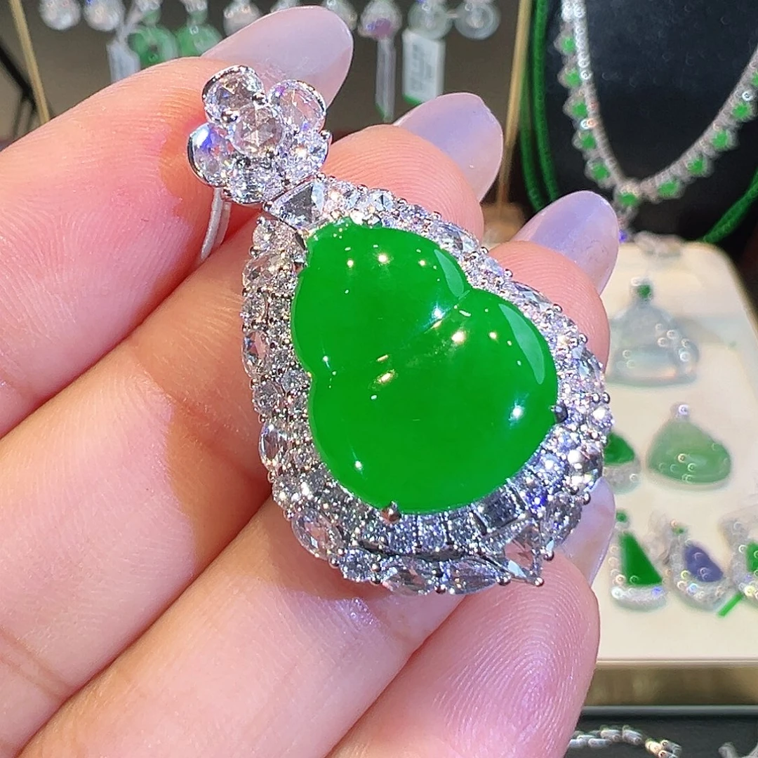 翡翠18K金镶嵌吊坠(不含链)