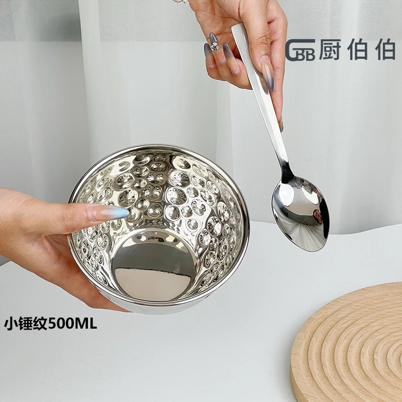 【今日送勺【500毫升锤纹碗】高级手作锤纹饭碗早餐燕麦碗酸奶碗
