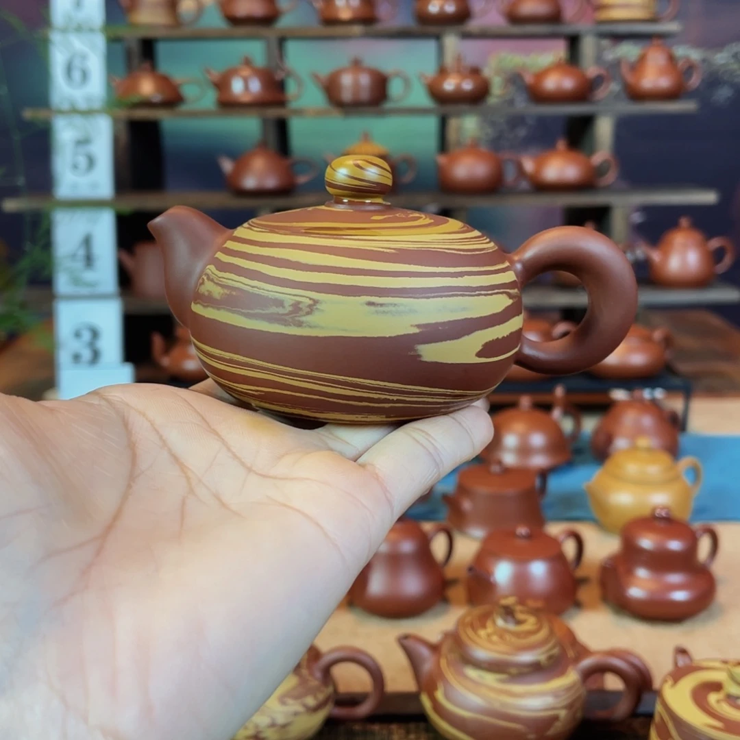 茶壶紫砂?****?潮州手工手拉绞泥贵妃壶