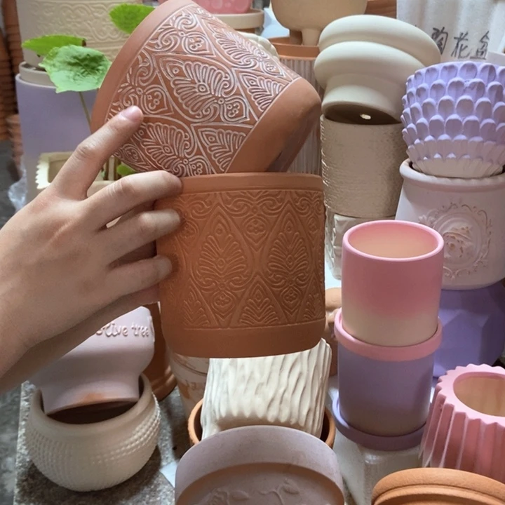 12×12几何直筒复古+红陶2个